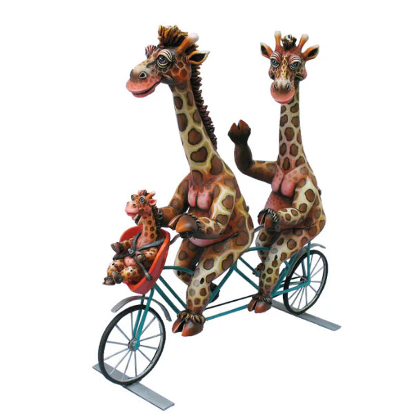 Giraffe Family on Bike