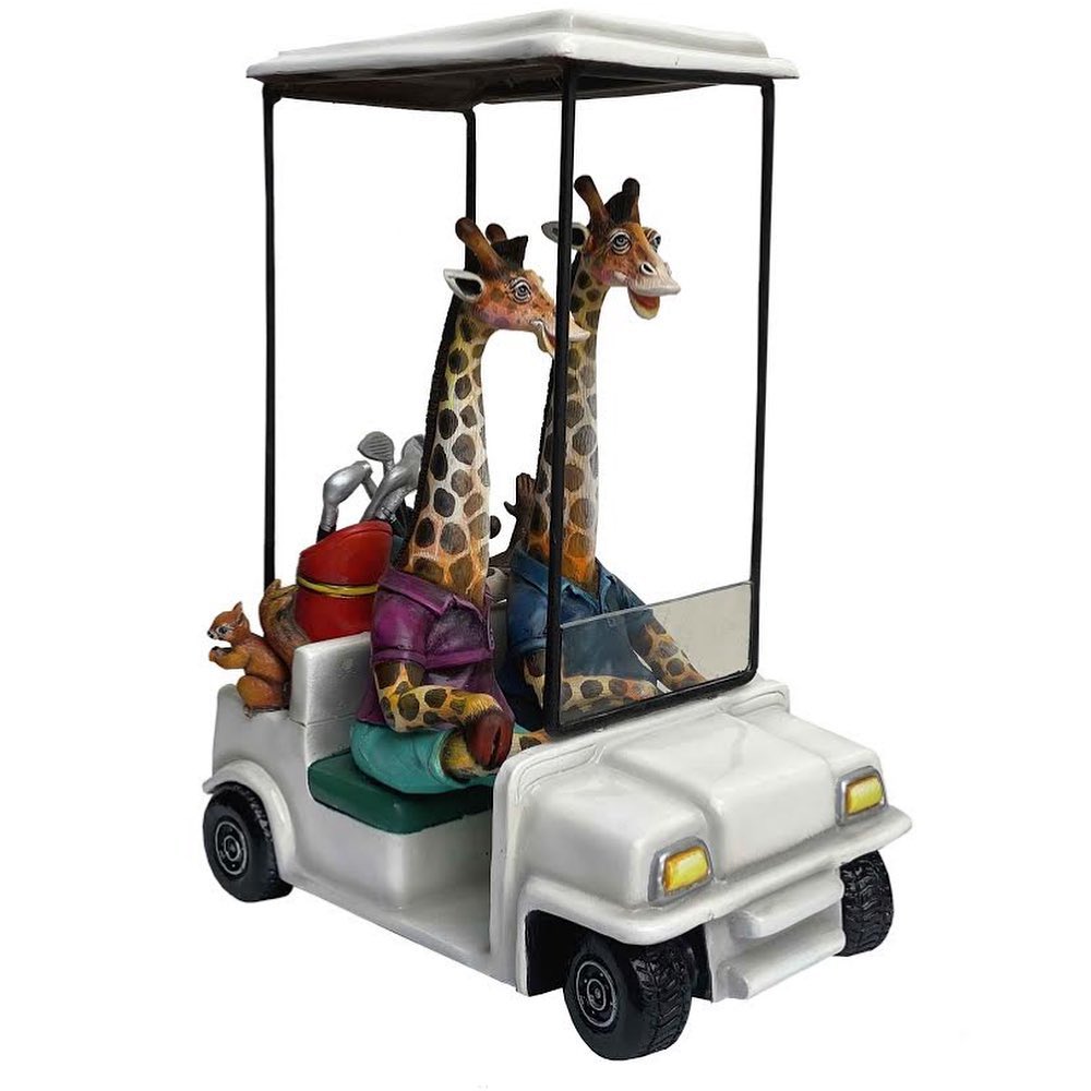 Giraffes in Golf Cart